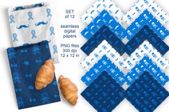  Mens Health Awareness Ribbon Seamless Patterned Papers PNG