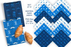  Mens Health Awareness Ribbon Seamless Patterned Papers PNG