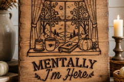 Mentally I'm Here SVG, Funny Cozy Autumn PNG Retro Design Product Image 4
