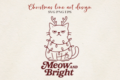 Christmas Cat Line Art | Grumpy Cat Gift SVG PNG EPS Product Image 1