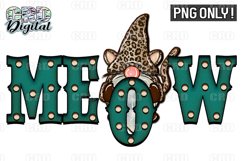 Gnome Cat Vintage Sublimation PNG Only ! Product Image 1