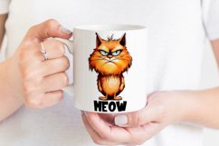 Meow Funny Cat Sublimation | Grumpy Cat Printable PNG Product Image 2