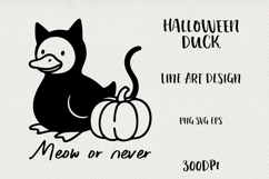 Line Art Cute Halloween Duck | EPS, SVG, PNG Product Image 1