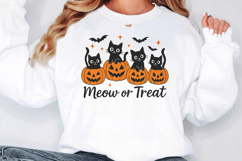Meow or Treat Black Cats in Pumpkins Halloween PNG Clipart Product Image 6