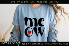 Cat Meow SVG Cut Files Love Heart Paw Prints SVG Cat Mom SVG Product Image 4