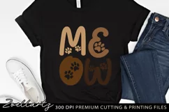 Cat Meow SVG PNG EPS DXF Paw Prints Cat Farmhouse Sign Product Image 3