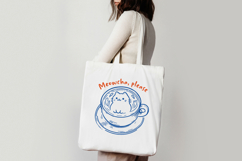 Cat &amp; Coffee Doodle lineart Clipart SVG | PNG | EPS Product Image 2