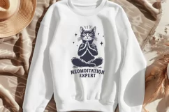 Meowditation Expert SVG PNG | Yoga Cat Relaxation Design Product Image 3