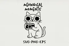 Hipster Cat Line Art Clipart, Funny Puns SVG | PNG | EPS Product Image 1