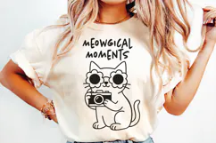Hipster Cat Line Art Clipart, Funny Puns SVG | PNG | EPS Product Image 2