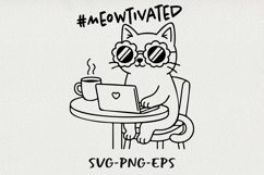 Hipster Cat Line Art Clipart, Funny Puns SVG | PNG | EPS Product Image 1