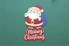 Meowy Christmas Door Hanger 3D SVG Product Image 1