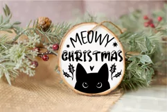 Meowy Christmas Cat Ornament SVG Funny Christmas Round Sign