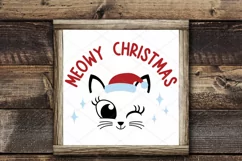 Meowy Christmas Santa Cat Stars SVG Product Image 1