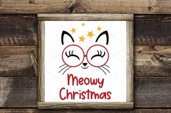 Meowy Christmas Santa Cat Glasses SVG Product Image 1