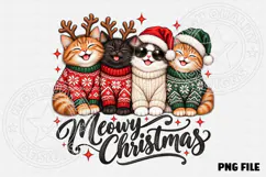 Meowy Christmas Cats Cute Christmas Sweater Holiday Design Product Image 1
