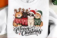 Meowy Christmas Cats Cute Christmas Sweater Holiday Design Product Image 2