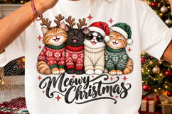 Meowy Christmas Cats Cute Christmas Sweater Holiday Design Product Image 3