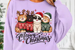 Meowy Christmas Cats Cute Christmas Sweater Holiday Design Product Image 5