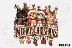 Meowy Christmas Cute Christmas Cat Family Holiday Design Product Image 1
