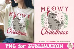 Meowy Christmas PNG, Funny Christmas Cat Sublimation Product Image 1