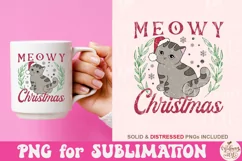 Meowy Christmas PNG, Funny Christmas Cat Sublimation Product Image 2