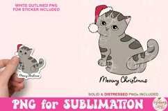 Meowy Christmas PNG, Funny Christmas Cat Sublimation Product Image 1