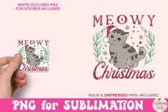 Meowy Christmas PNG, Funny Christmas Cat Sublimation Product Image 3