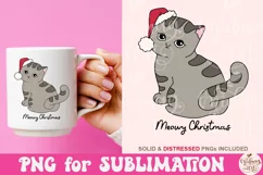 Meowy Christmas PNG, Funny Christmas Cat Sublimation Product Image 2