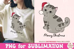 Meowy Christmas PNG, Funny Christmas Cat Sublimation Product Image 3