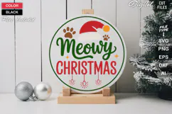 Meowy Christmas SVG | Christmas Round Sign SVG | Xmas SVG Product Image 1