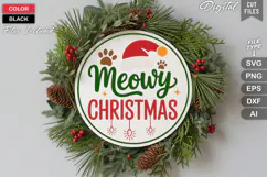 Meowy Christmas SVG | Christmas Round Sign SVG | Xmas SVG Product Image 2