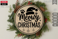 Meowy Christmas SVG | Christmas Round Sign SVG | Xmas SVG Product Image 3