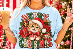 Meowy Christmas PNG, Festive Cat Holiday Design, Sublimation Product Image 2