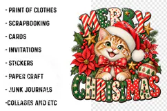 Meowy Christmas PNG, Festive Cat Holiday Design, Sublimation Product Image 3