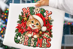 Meowy Christmas PNG, Festive Cat Holiday Design, Sublimation Product Image 4