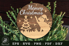 Meowy Christmas Round Laser Cut Sign Product Image 1