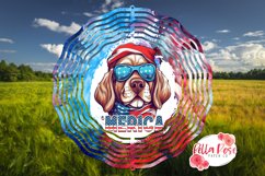 USA America | Merica Dog | 10&quot; Sublimation Wind Spinner Product Image 1