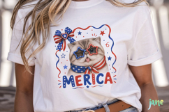 Merica 4th of July Cat Clipart Product Image 2