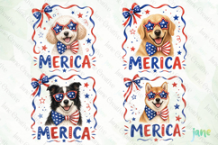 Merica 4th of July Dog Clipart Product Image 1