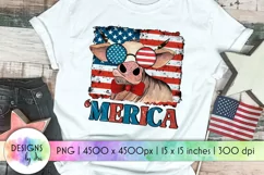 4th of July Heifer Sublimation | Merika Patriotic Print Product Image 1