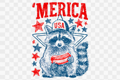 'Merica Funny Racoon Hotdog 4th of July USA America PNG Product Image 1