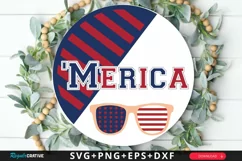 'Merica SVG, 4th Of July Round Sign SVG Design Product Image 1