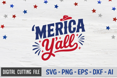 Merica Y&#039;all SVG File | 4th of July SVG Product Image 1