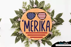 'merika SVG, 4th Of July Round Sign SVG Design Product Image 2