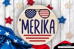 'merika SVG, 4th Of July Round Sign SVG Design Product Image 1