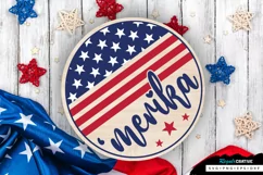 'merika SVG, 4th Of July Round Sign SVG Design Product Image 1