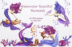 Mermaid clip art, mermaid PNG, ocean clipart, mermaid Product Image 5