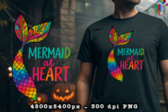 Mermaid At Heart Rainbow Tail Design PNG File