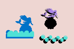 mermaid birthday 3D cake topper SVG PNG PDF JPG DXF EPS cutting files for cricut and silhouette